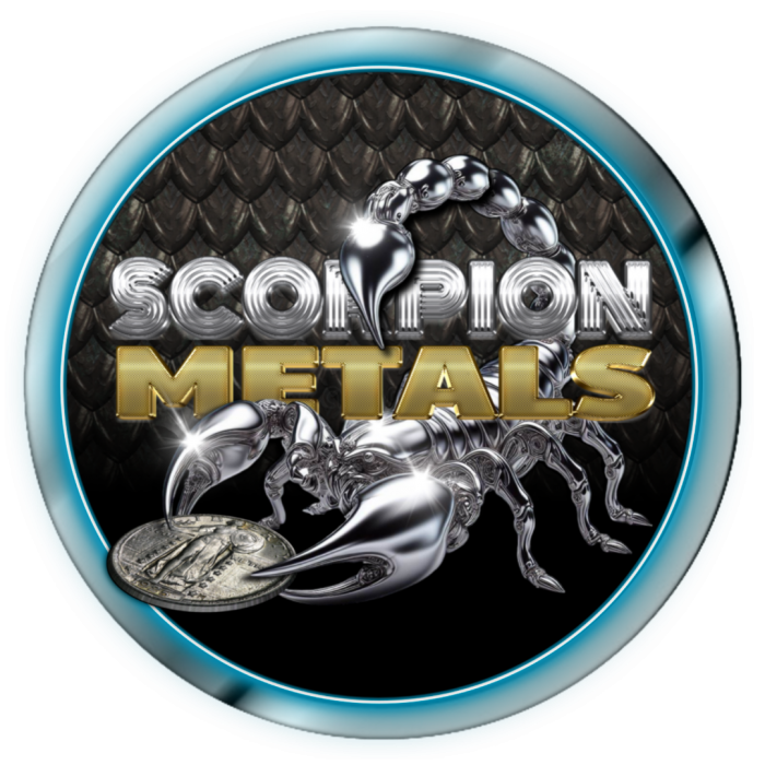 Silver scorpion witha a coin